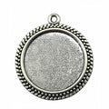 Braided-Rim Round Bezel Pendant Trays in Two Finishes view 1