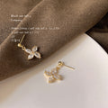 Gold Crystal Geometric Stud Hoop Mixed Style Earrings view 11
