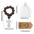 Brown Wood Bead Cross Stretch Bracelet Metal Cross Charm view 2