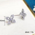 Four Leaf Clear Pave Stud Earrings Three Metal Tones view 5