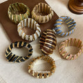 Acrylic Gold Stripe Stretch Bracelets Wide Band 6 Colors view 2