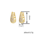 Pave Crystal Teardrop U Shape Huggie Earrings Gold Silver view 4