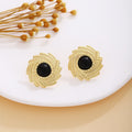 Green Red and Black Spiral Textured Gold Tone Stud Earrings view 8