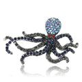 Octopus Brooch In Metal With Colored Crystals And Curling Tentacles view 5