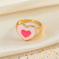 Gold Tone Enamel Heart and Yin Yang Adjustable Rings in Five Designs view 6