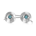 Round Eyeglasses Brooch With Textured Frames And Blue Lenses view 1