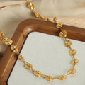 Gold Spiral Disc Link Necklace and Bracelet Metal Set view 2