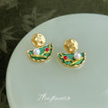 Enamel Glaze Chinese Style Flower Stud Earrings Ten Styles view 12