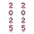 Aqua Red Crystal Number Dangle Crystal Six Designs Metal Dangle Earrings view 8