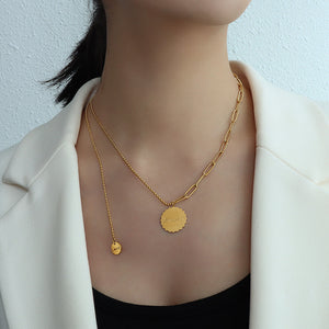 Smile Disc Paperclip Chain Love Tassel Necklace Gold Or Steel