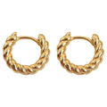 Gold Twisted Rope Texture Small Huggie Hoop Earrings view 5