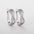 Silver Tone Interwoven Double Hoop Earrings With Clear Stones view 2