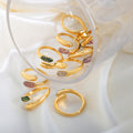 Open Wrap Rhinestone Tip Rings Gold Steel Multicolor view 2