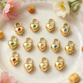 Gold Tone Chain Necklaces With Heart Clasp Birthstone Pendants view 4