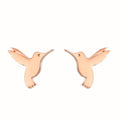 Mini Hummingbird Stud Earrings Flat Silhouette Metal Pair view 7
