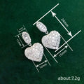 White Gold Tone Pave Heart Baguette Drop Stud Earrings view 4