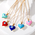 Gold Tone Heart Resin Evil Eye Pendant Necklaces in Seven Colors view 1