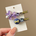 Purple Balloon Dog and Bow Duckbill Hair Clip Pair view 3