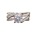 Silver Tone Split Band Solitaire Ring with Polished Metal Finish view 5