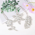 Silver Rhinestone Leaf Flower Hanging Ornaments Metal Cord view 3