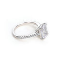 Silver Cushion Cut Solitaire Ring Pave Band Sizes 6-10 view 2