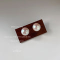 Iridescent Pearl Round Stud Earrings Four Size Options view 8