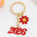 Gold Tone Enamel Number Charm Keychain with Heart Butterfly or Flower Accent view 9