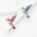 Gold Tone Enamel Rhinestone Hummingbird Brooch Two Colors view 1