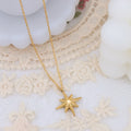 Gold Eight-Point Star Pendant Necklace Fine Cable Chain view 2