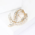 Crossed Wheat Bow Brooch Clear Marquise Silver or Gold view 3