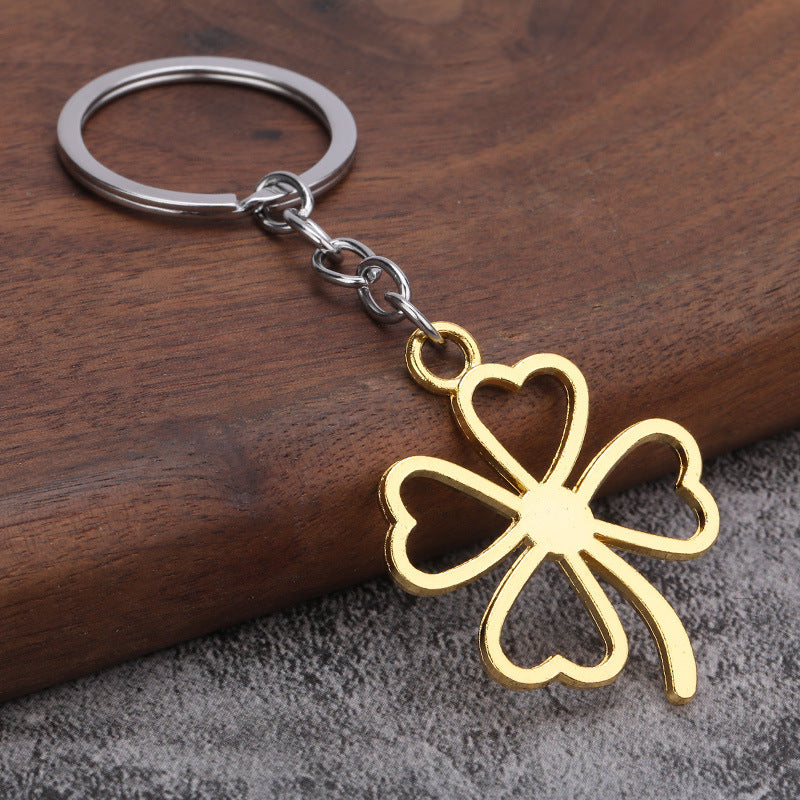Minimalist Four-Leaf Clover Alloy Keychain Bag Charm Gift