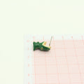 Green Crocodile Figural Stud Earrings with Gold Tone Mouth Detail view 3
