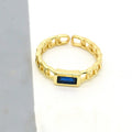 Gold Tone Rectangular Crystal Chain Link Adjustable Rings in Four Colors view 6