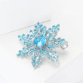 CZ Snowflake Brooch Baguette Stones Silver Gold Blue view 3