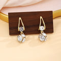 Gold Tone Open Teardrop Clear Look Caged Ball Earrings view 6