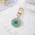 Round Pressed Daisy Resin Keychains Gold Lobster Clip 9 Colors view 11