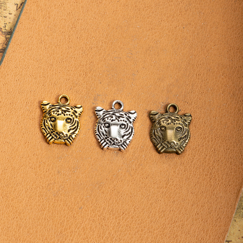 Mini Vintage Leopard or Tiger Head Alloy Charm Pendant