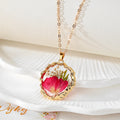 Gold Wavy Frame Resin Dried Flower Pendant Necklaces 7 Styles view 7