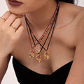 Gold Flower Zircon Pendant Natural Stone Bead Necklace view 4