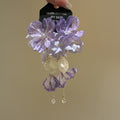 Purple Fabric Flower Drop Earrings with Reflective Details view 6