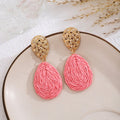 Six Color Woven Teardrop Gold Tone Dangle Earrings view 9