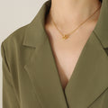 Gold Interlocking Double Ring Pendant Necklace Metal Alloy view 6