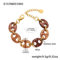 Resin Link Bracelet in Black Mixed Brown and Amber Colorways view 8