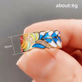 Multicolor Enamel Leaf Pattern Wide Ring In Polished Gold Tone view 5