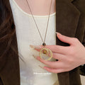 Brown Cabochon Geometric Pendant Necklace Statement Fashion Jewelry view 3