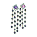 Blue Crystal Chandelier Earrings with Diamond Tops view 5