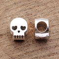 Antique Silver Double-Sided Skull Large Hole Jewelry Bead view 2