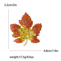 Crystal Maple Leaf Brooch in Green Blue and Orange view 8