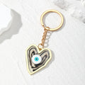 Gold Frame Marbled Resin Heart Evil Eye Keychain 5 Colors view 3
