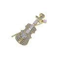 Gold Tone Silver Tone Violin Crystal Metal Brooch Pin view 5